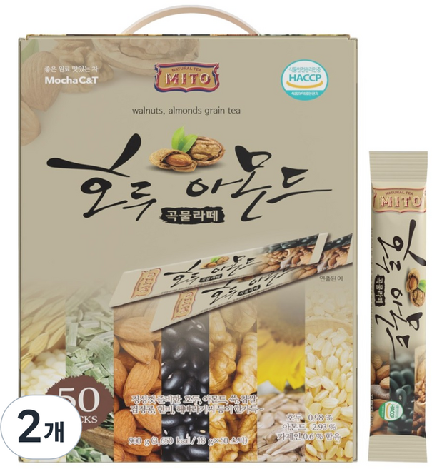 MITO 호두아몬드 곡물라떼, 18g, 50개입, 2개
