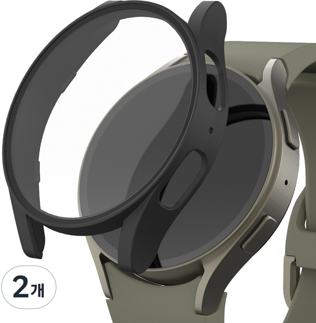 신지모루 풀커버 일체형 SF코팅 강화유리 액정보호 케이스, 블랙, 2개