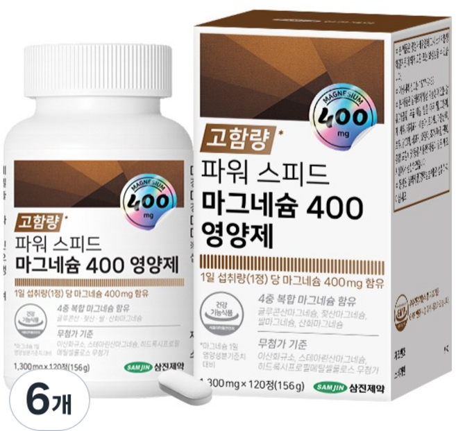 삼진제약 파워 스피드 마그네슘 400 156g, 6개, 120정