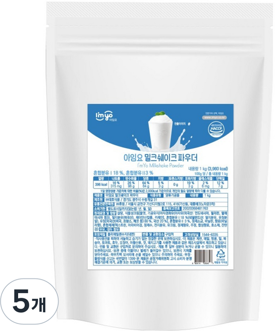 아임요 밀크쉐이크 파우더, 1kg, 1개입, 5개