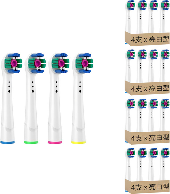 電動牙刷刷頭 亮白型 適用歐樂B機種, YE-18A, 16支
