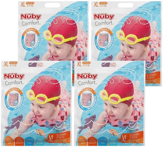 Nuby 游泳尿布褲 女童用 93095 12~17kg, 12片, XL