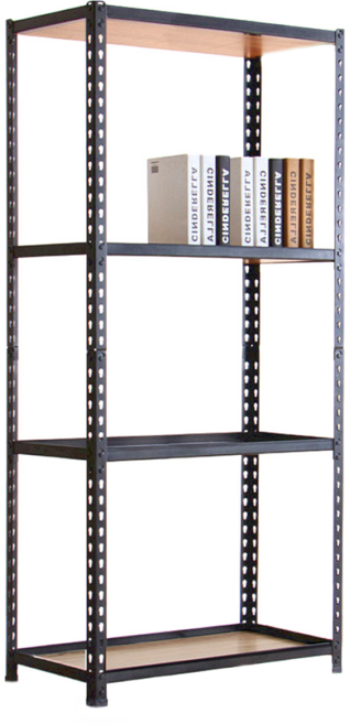 AMOS 亞摩斯 四層免螺絲角鋼木板貨架 WTA023BK 76 x 46 x 169cm, 黑色, 4層