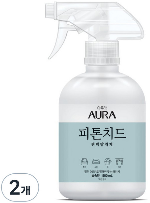 [비건라이프] 아우라 피톤치드 편백탈취제 숲속향 본품, 500ml, 2개