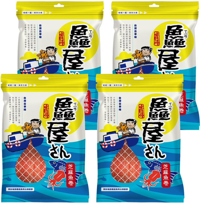 鱻屋 芝麻魚捲, 130g, 4包