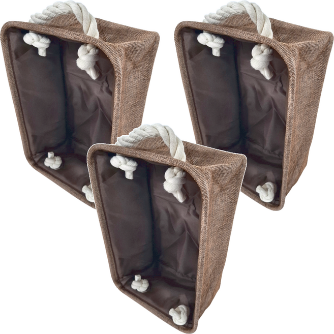 妃妃嚴選 加厚亞麻收納籃 小, 棕色, 3個