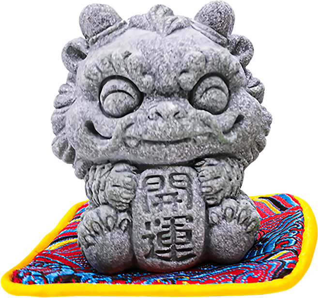 雙倍進財 青砂石麒麟擺件 開運, 青砂石色, 1組
