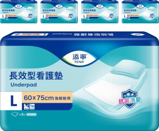 TENA 添寧 韓國原裝進口 長效型看護墊, L(60 x 75cm), 8片, 5包