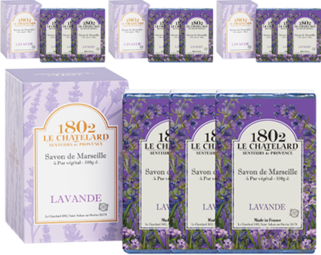 르샤트라1802 마르세유 세수비누 라벤더플라워향, 100g, 12개입
