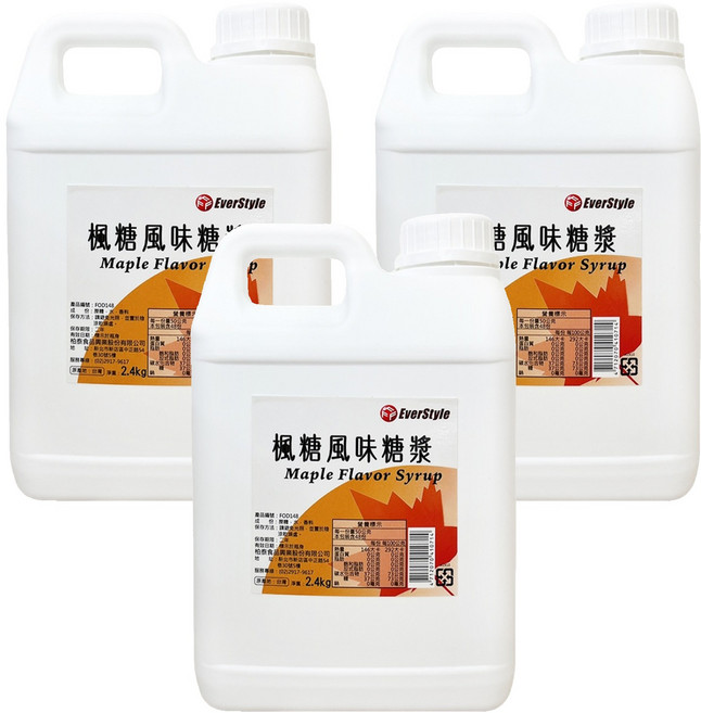 EverStyle 柏泰 楓糖風味糖漿, 2.4kg, 3桶