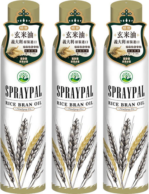 SPRAYPAL 噴寶 氣炸鍋料理必備噴霧式 玄米油, 120ml, 3瓶