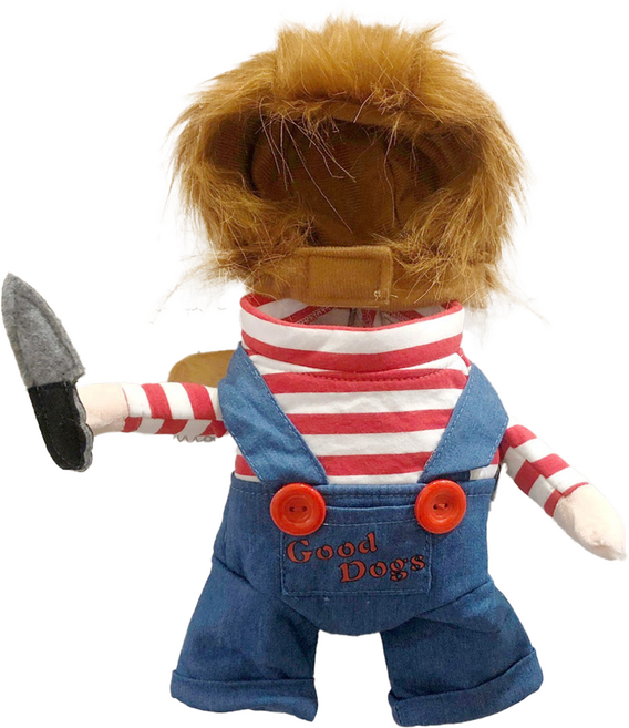 SassyDog 寵物 恰吉 站立裝, 棕色 + 牛仔藍, 1件