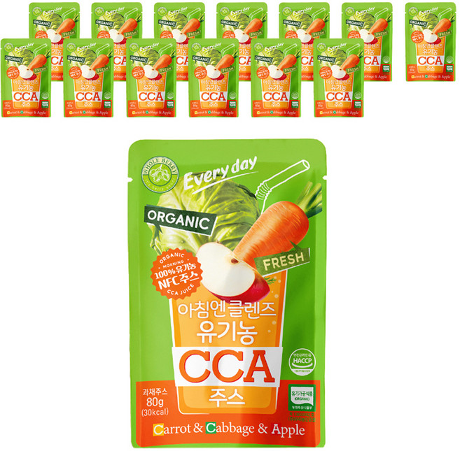 홀베리 아침엔 클렌즈 유기농 CCA 주스 14p, 80g, 14개