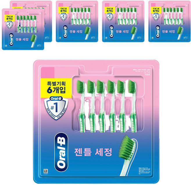 오랄비 고탄력 초미세모 그린티 랜덤색상, 6개입, 6개