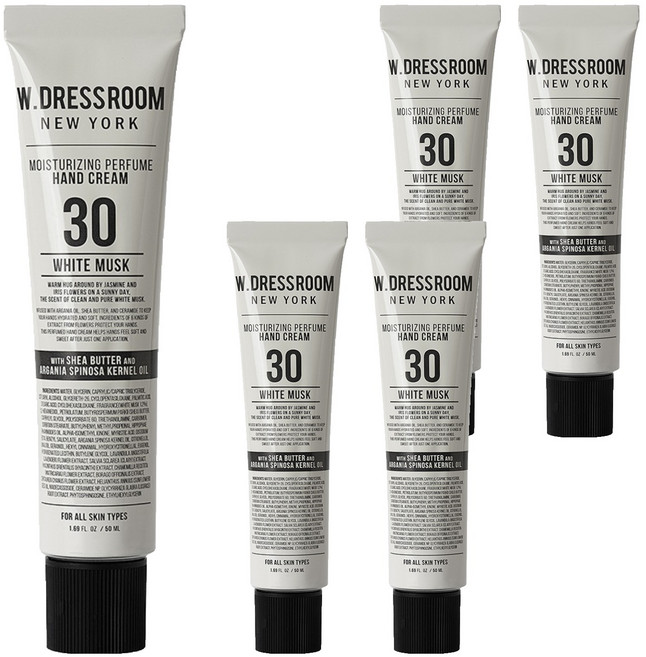 W.DRESSROOM 多麗絲 潤澤香水護手霜 No.30 白麝香, 50ml, 5條