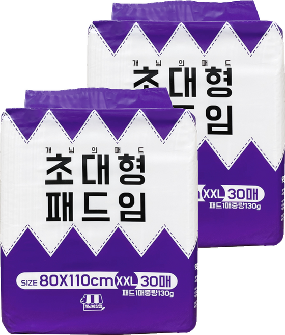 개님의상점 초대형패드임 배변패드, 30개입, 2개