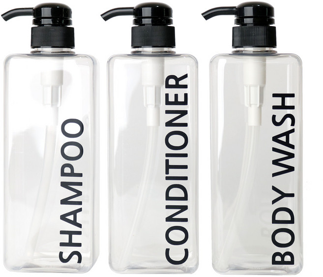 사각 욕실 디스펜서 800ml 3종 세트, 투명, 1세트