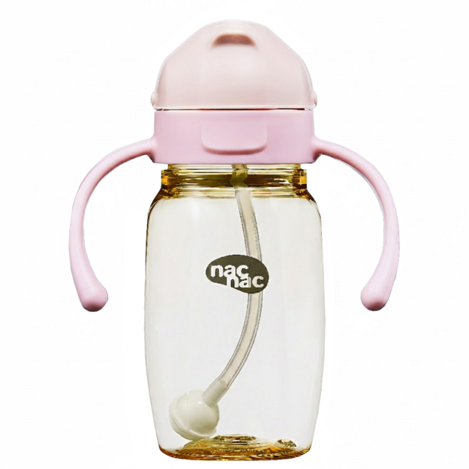 nac nac 妍心金菱防漏滑蓋PPSU學習水杯 6個月以上, 花瓣粉, 270ml, 1個