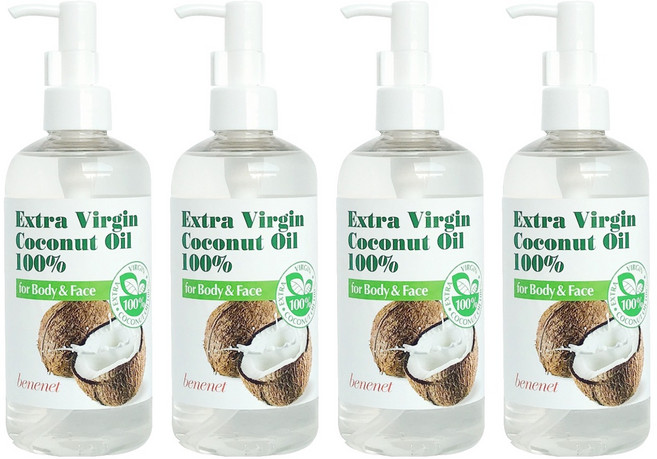 베니넷 엑스트라버진 코코넛오일 100%, 4개, 300ml