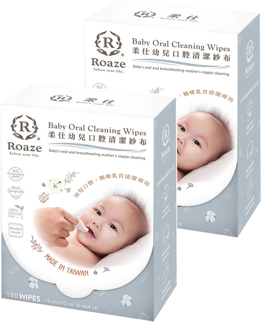 Roaze 柔仕 幼兒口腔清潔紗布, 100g, 180張, 2盒