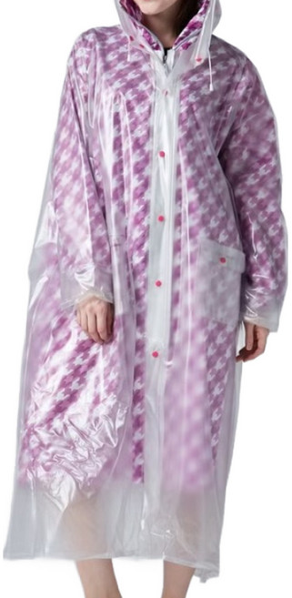 BAOGANI 寶嘉尼 B04 HAPPY RAINY DAY 雙層雨衣 金箔亮粉PVC外層 柔軟防潑水印花布內層 可拆式結構, 紫色