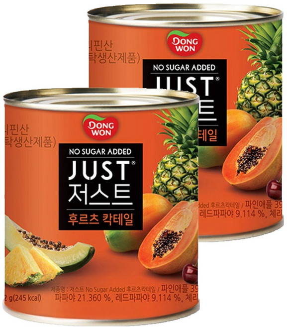 JUST 노슈가 후르츠 칵테일 통조림, 2개, 822g
