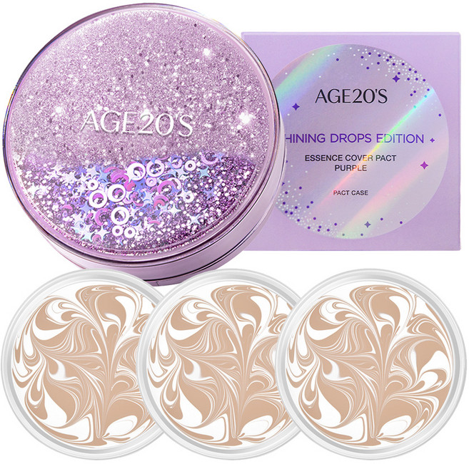 에이지투웨니스 샤이닝 드롭 에디션 뉴오리지널 에센스 커버 팩트 케이스 + 리필 12.5g x 3p, 13호 화이트라떼, 1개