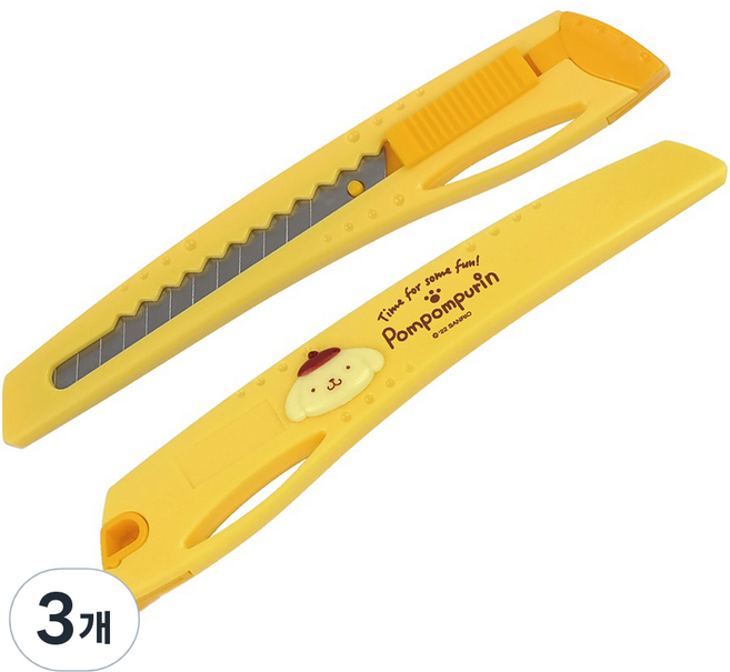 바이하츠 폼폼푸린 컷터칼 소 PPCT-S, 노랑, 3개