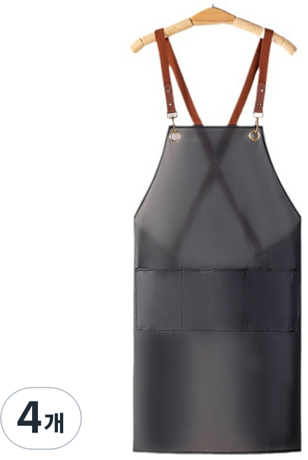 씨오브비 투명 방수 작업 앞치마, 블랙, 4개