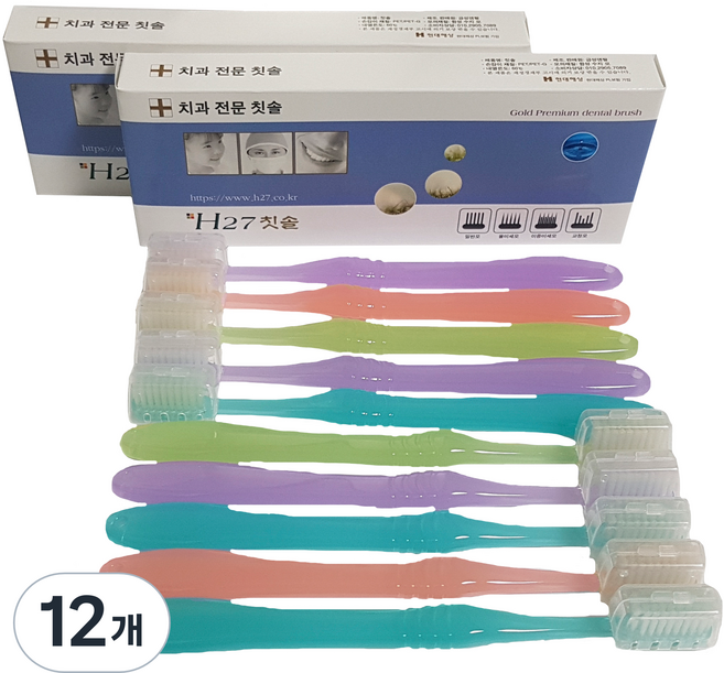 금성덴탈 H27 청소년용 이중미세모 칫솔, 12세트, 5개입