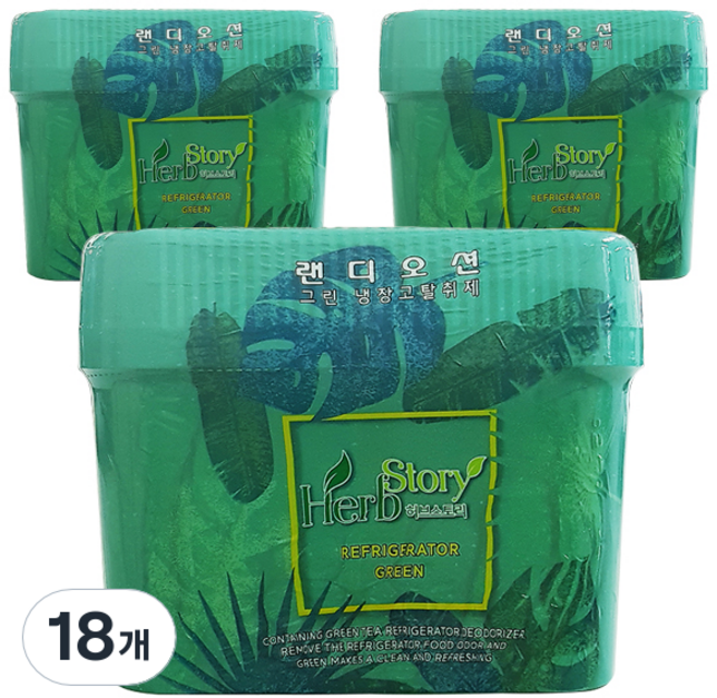 허브스토리 대용량 냉장고 탈취제 녹차젤, 260g, 18개