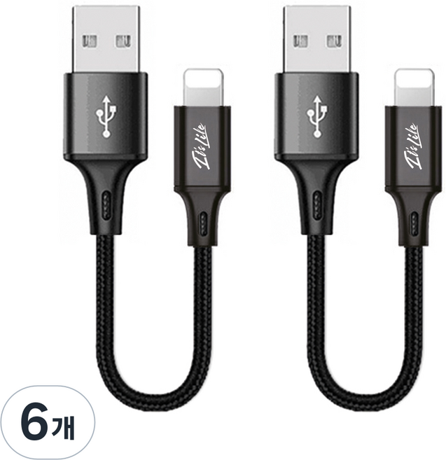 이츠라이프 메탈 8핀 숏 고속 데이터 케이블, 블랙, 6개