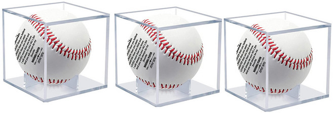 몬테로 야구공 케이스 싸인볼 보관함, 투명, 3개