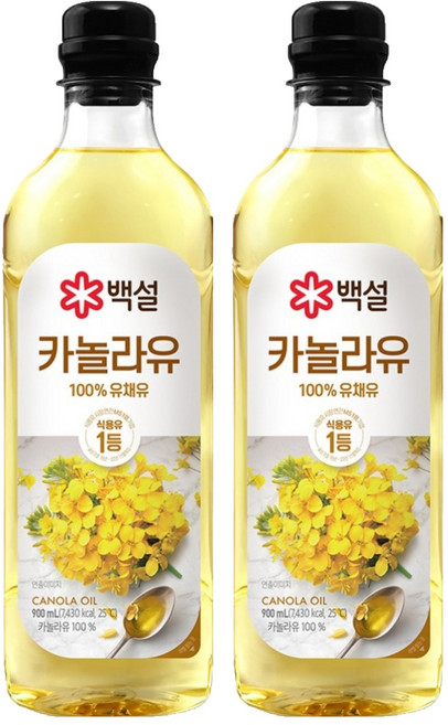 백설 카놀라유, 900ml, 2개