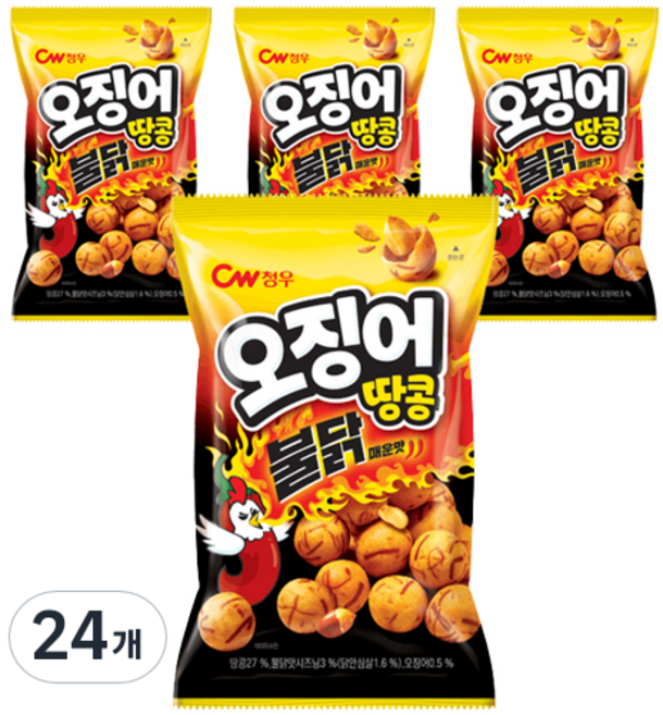 청우식품 오징어땅콩 불닭맛 스낵, 24개, 90g