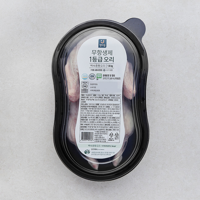 정다운 무항생제 인증 1등급 백숙용 통오리, 1개, 1.6kg