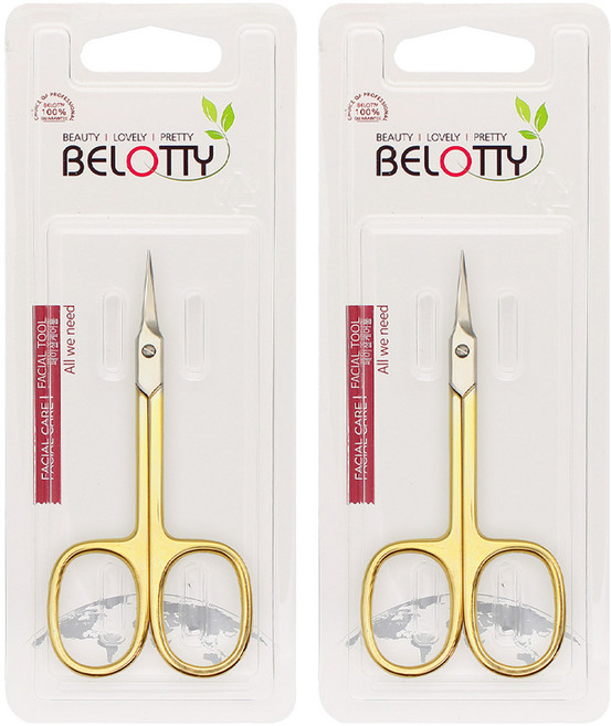 벨로티 이태리산 고급 큐티클 포인트가위, 골드, 2개