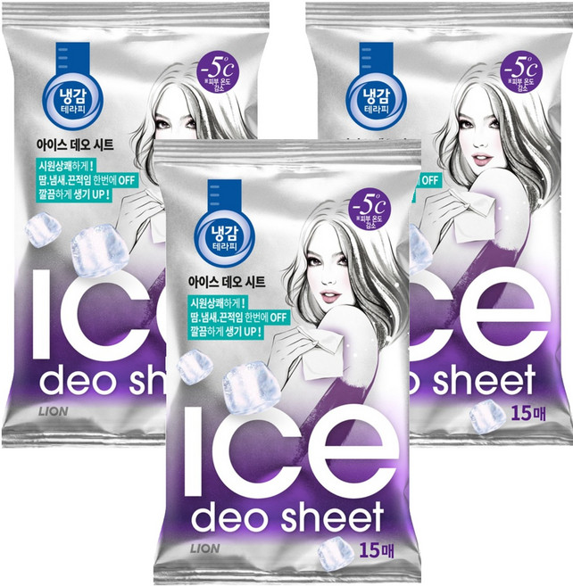 냉감테라피 아이스 데오드란트 시트, 87g, 3개