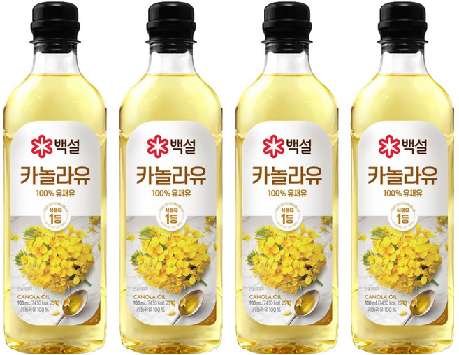 백설 카놀라유, 900ml, 4개