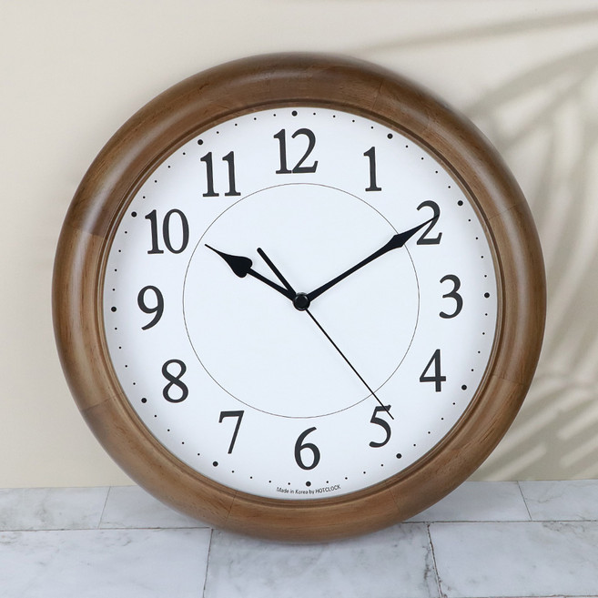 핫클락 국산 320파이 고급원목벽시계 원형, 엔틱브라운