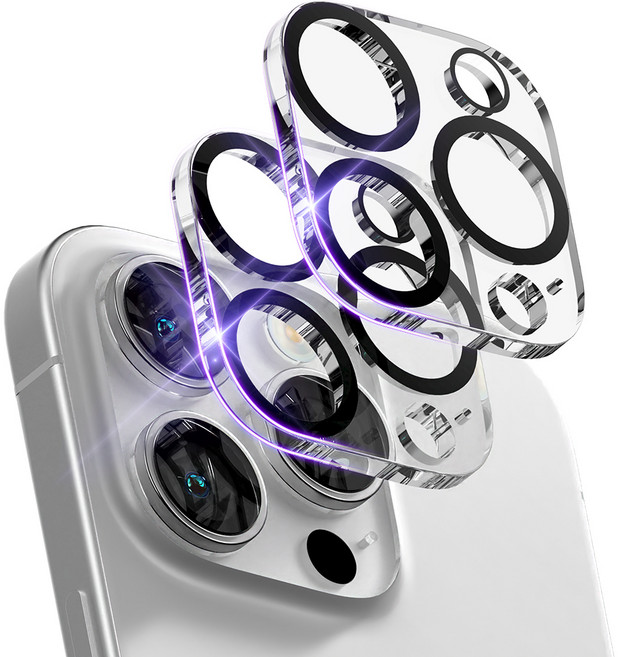 구스페리 빛번짐 차단 블랙써클 풀커버 휴대폰 카메라 강화유리 보호필름 2매, 1세트