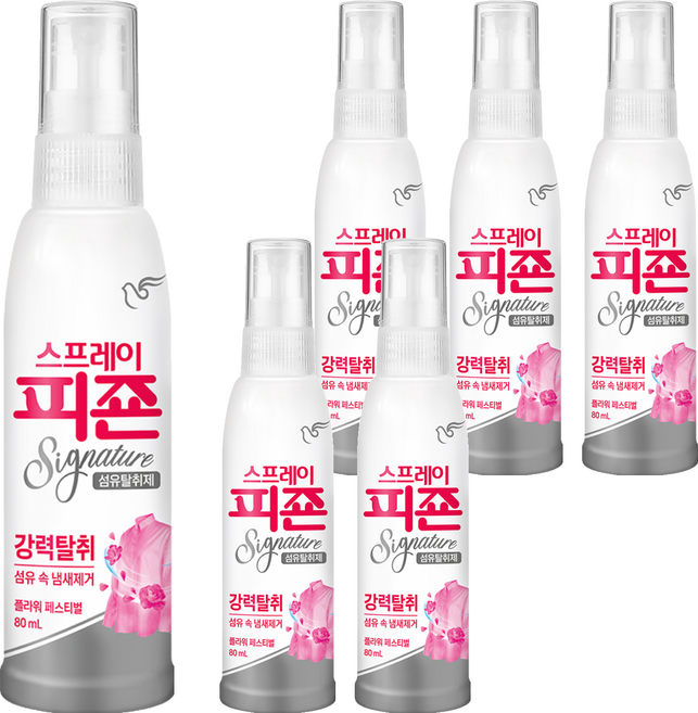 피죤 스프레이 시그니처 섬유탈취제 플라워 페스티벌 본품, 80ml, 6개