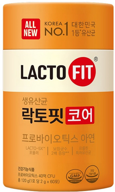 Chong Kun Dang 鍾根堂 LACTO-FIT Core益生菌隨身包 60條入, 120克, 1罐