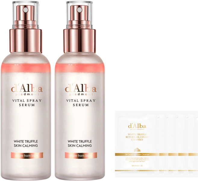 [비건뷰티] 달바 화이트 트러플 바이탈 스프레이 세럼 100ml x 2p + 약산성 젤클렌저 15ml 세트, 1개