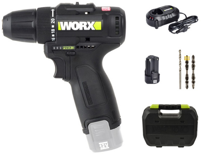 WORX 충전 드릴 12V WE210.1, 1개