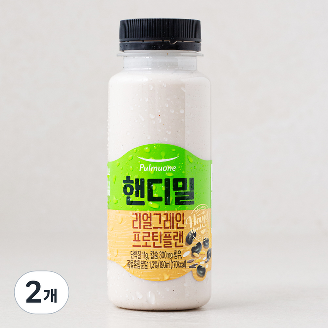 풀무원녹즙 핸디밀 리얼그레인 프로틴플랜 주스, 190ml, 2개