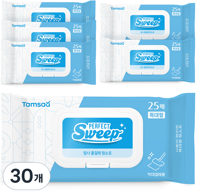 탐사 물걸레 청소포 특대형 캡형, 50g, 25매, 30개