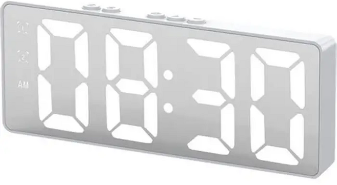 小麥購物 LED聲控數字時鐘 鏡面款, 白色