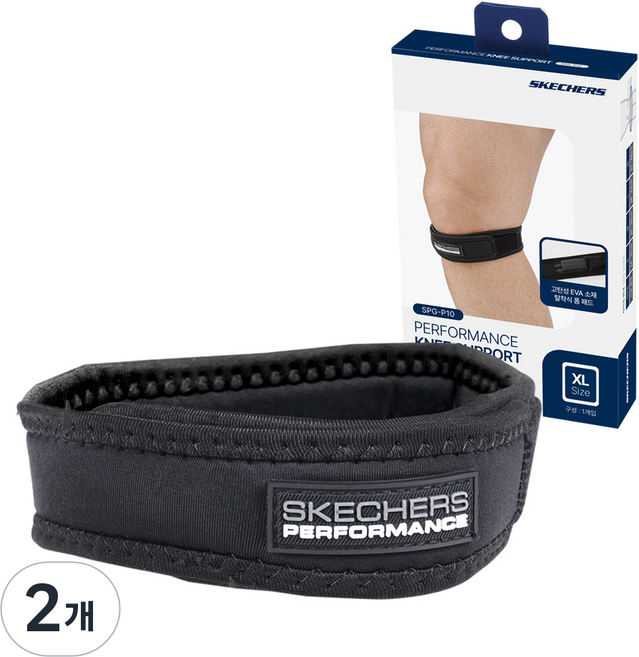 SKECHERS 機能型單入跑步登山護膝, 2個, 黑色