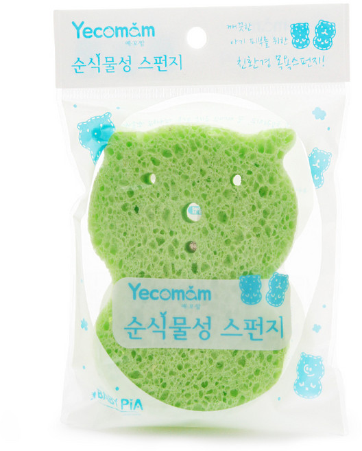 예꼬맘 순식물성 목욕스펀지, 그린, 1개